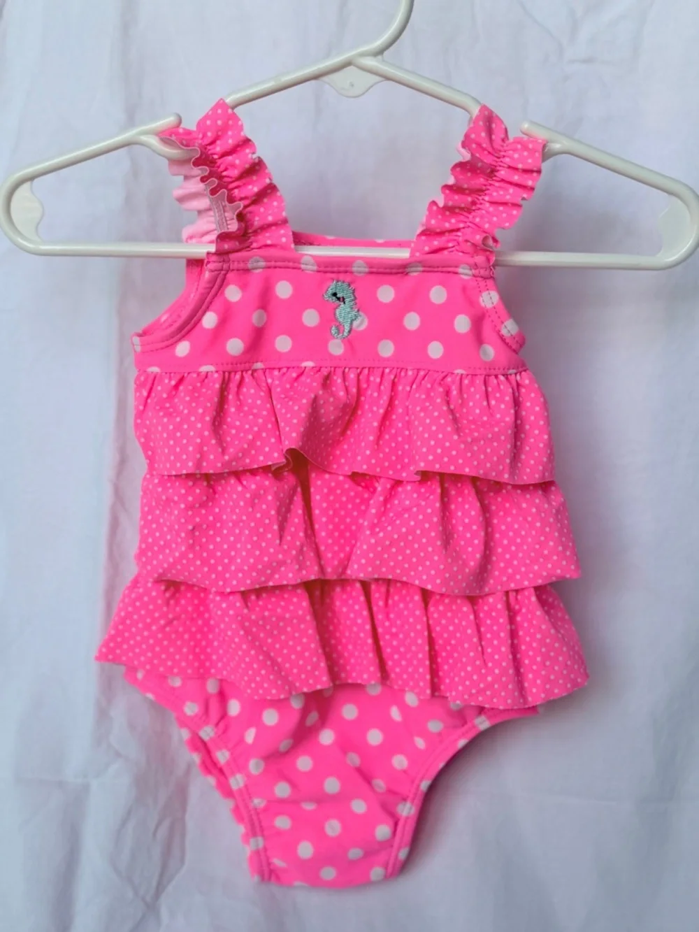 child of mine Pink Polka Dot Ruffle Swimsuit